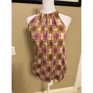Christian Siriano NY Sleeveless Halter Top With Bohemian Print, XS